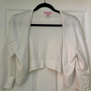 Lilly Pulitzer Cropped White Open Front Cardigan